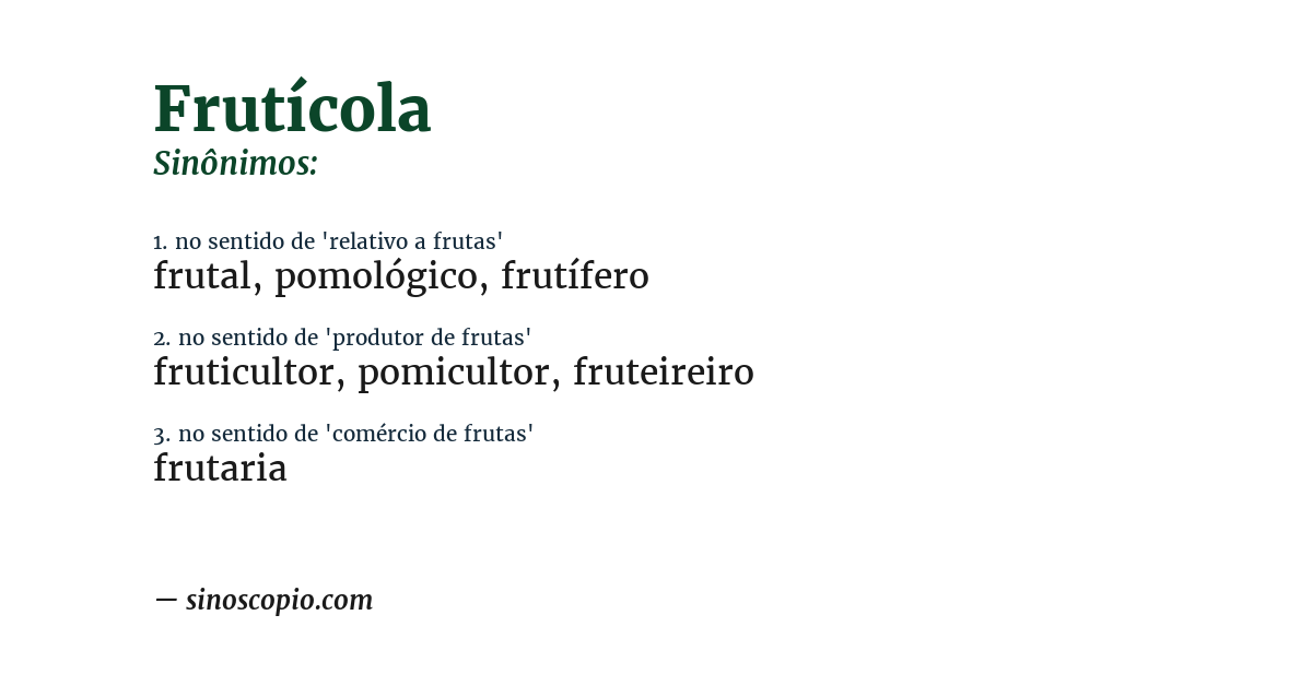 Sinônimo de frutícola