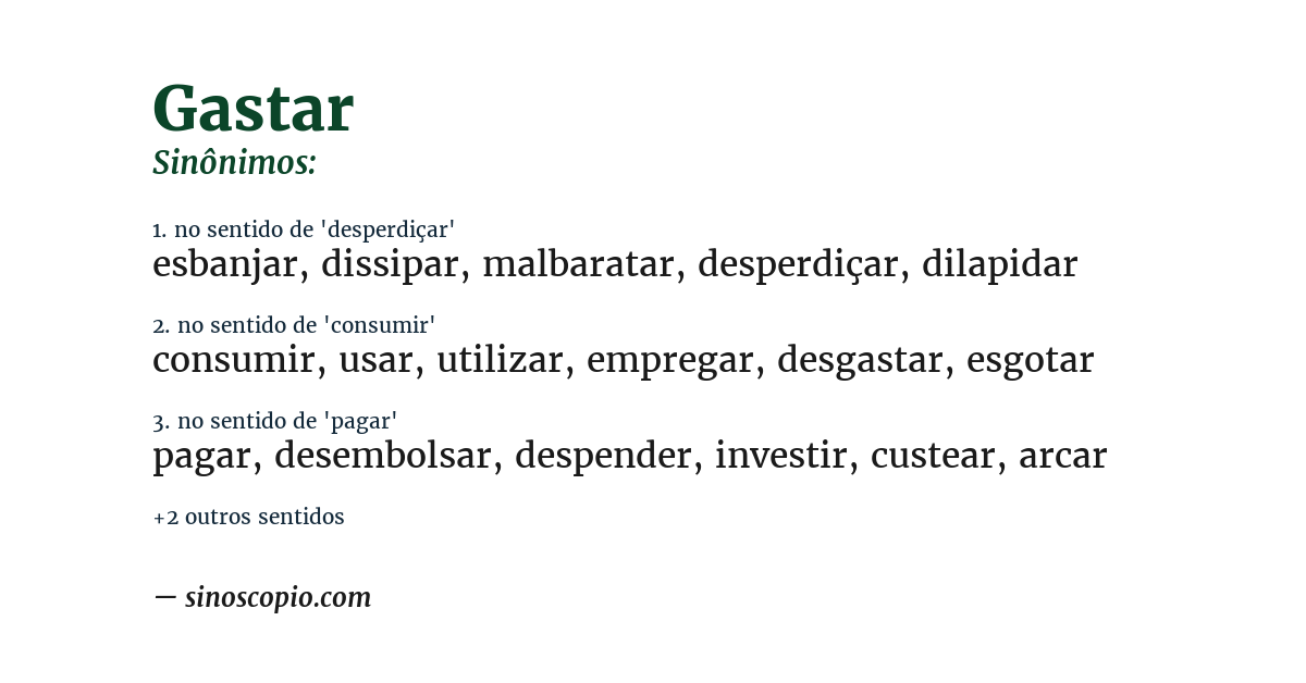 Sinônimo de gastar