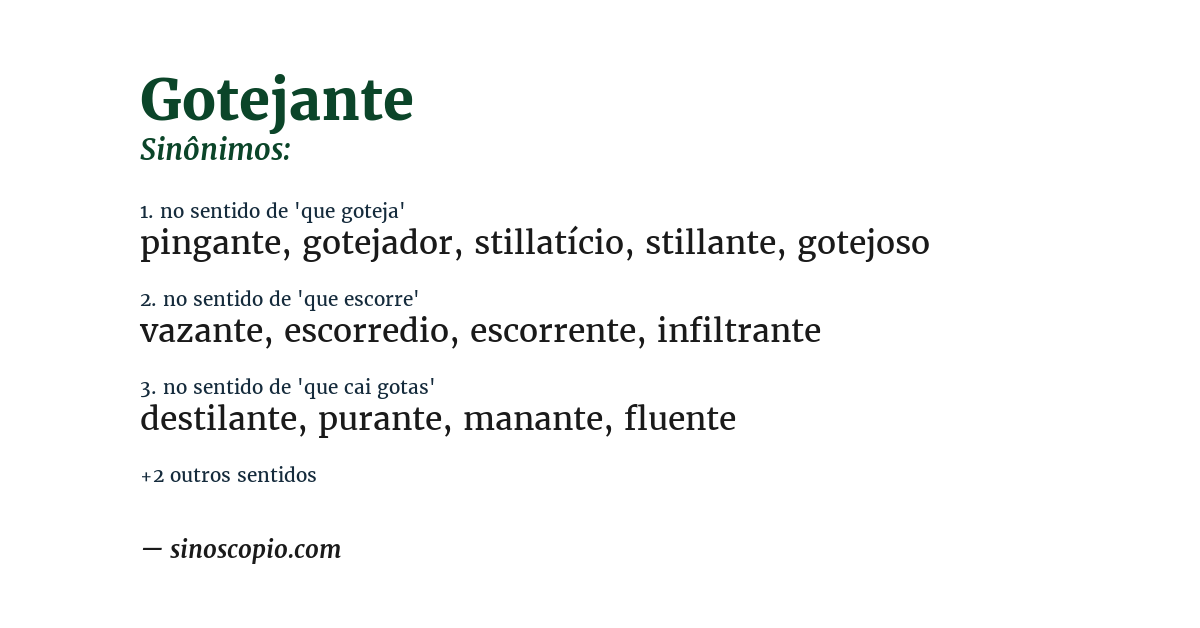 Sinônimo de gotejante