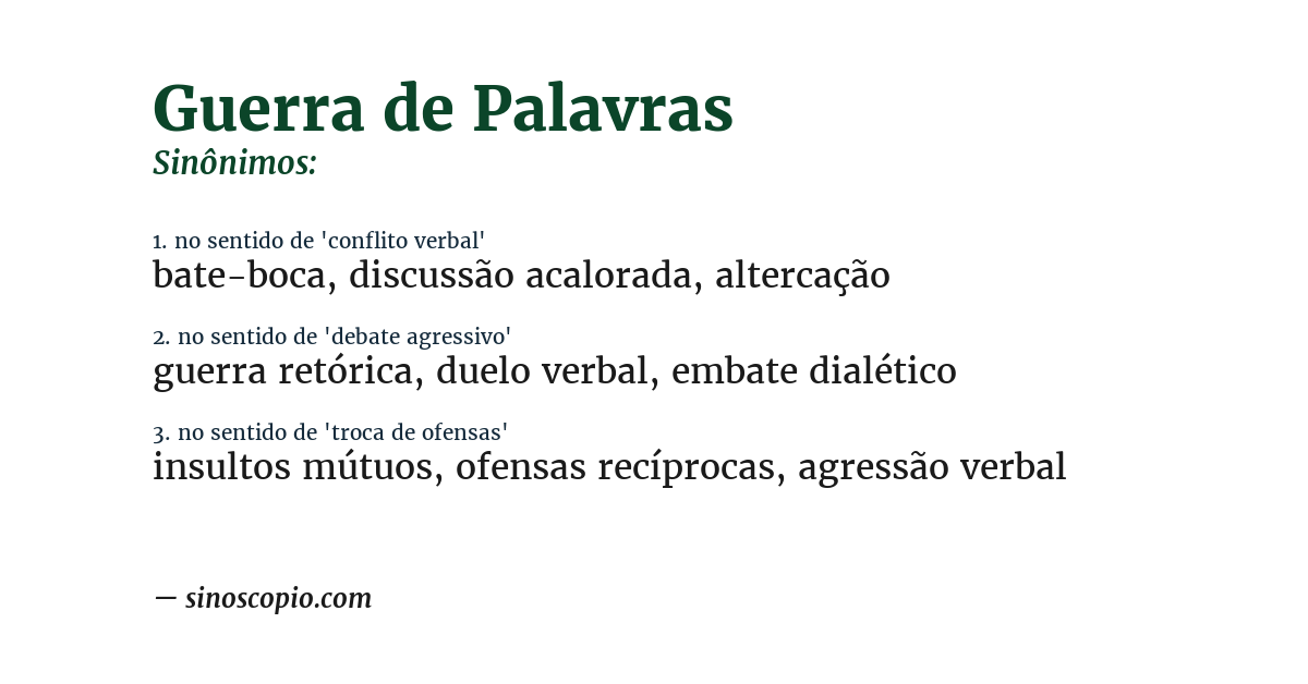 Sinônimo de guerra de palavras