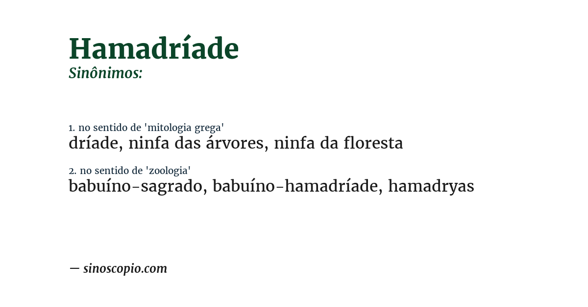 Sinônimo de hamadríade
