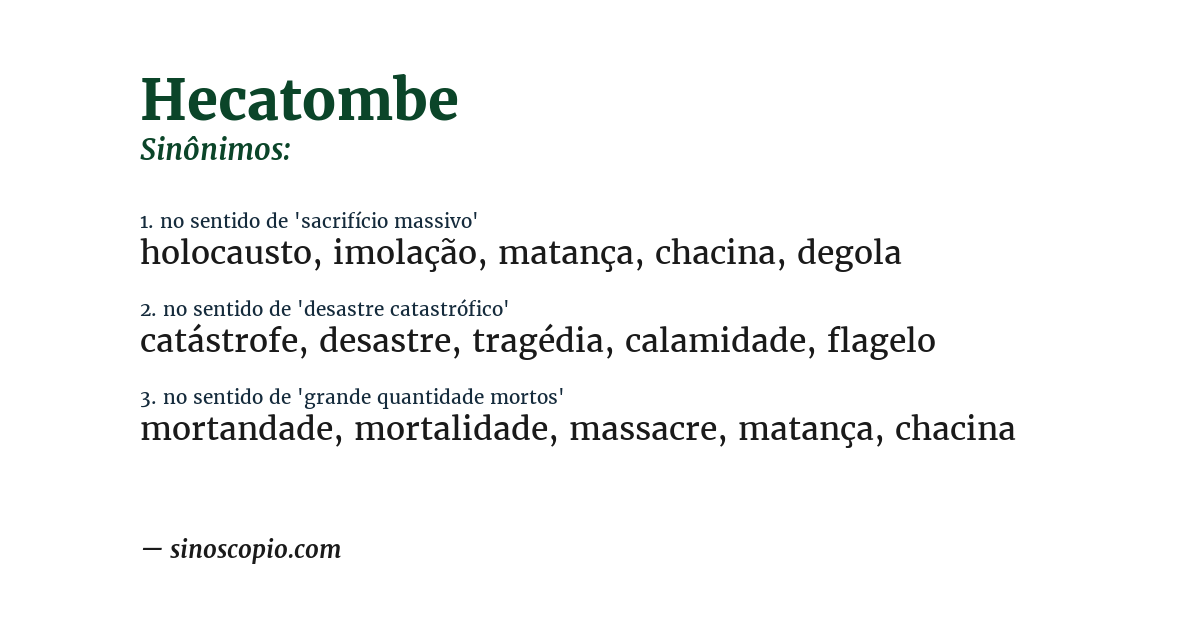 Sinônimo de hecatombe