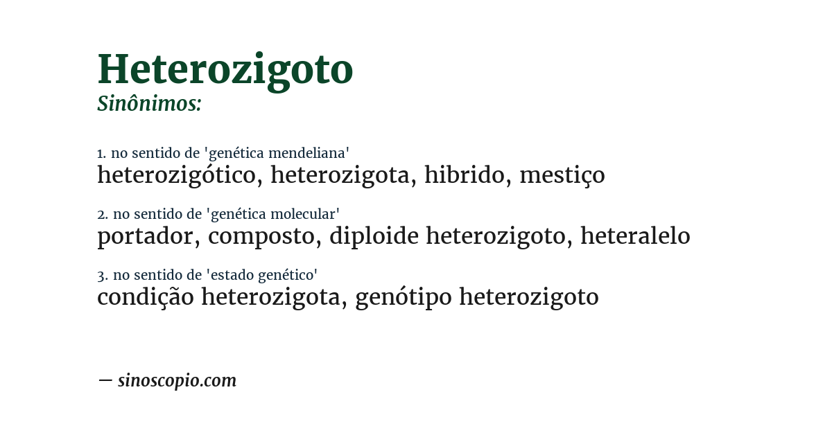 Sinônimo de heterozigoto