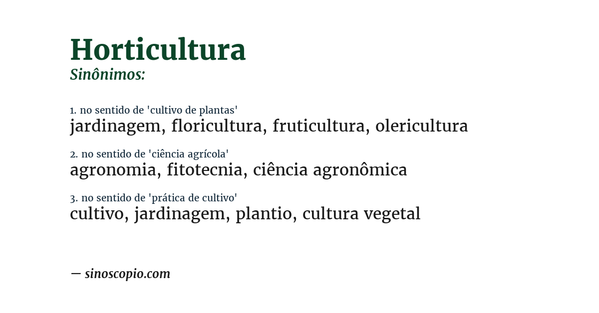 Sinônimo de horticultura