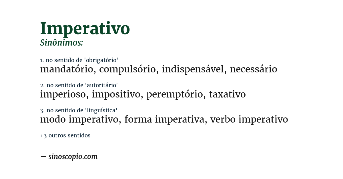 Sinônimo de imperativo