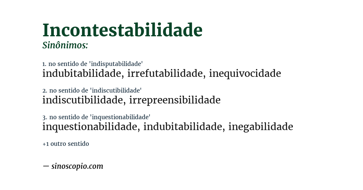 Sinônimo de incontestabilidade