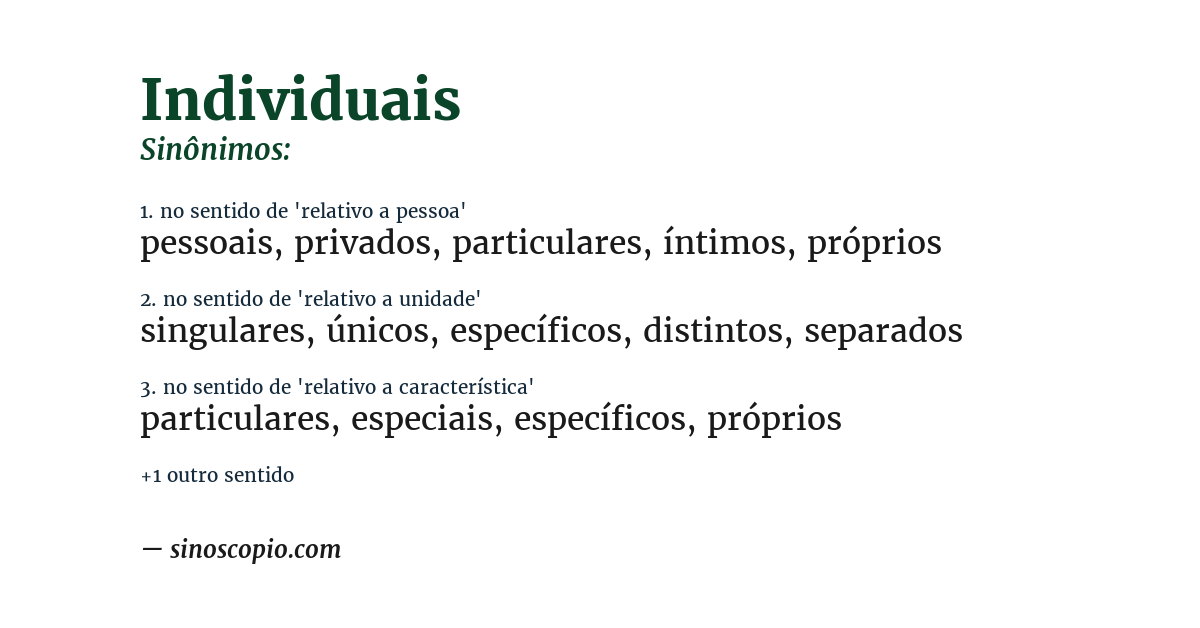Sinônimo de individuais