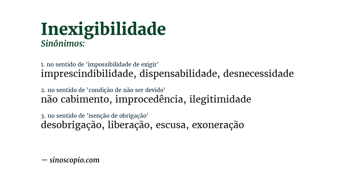 Sinônimo de inexigibilidade