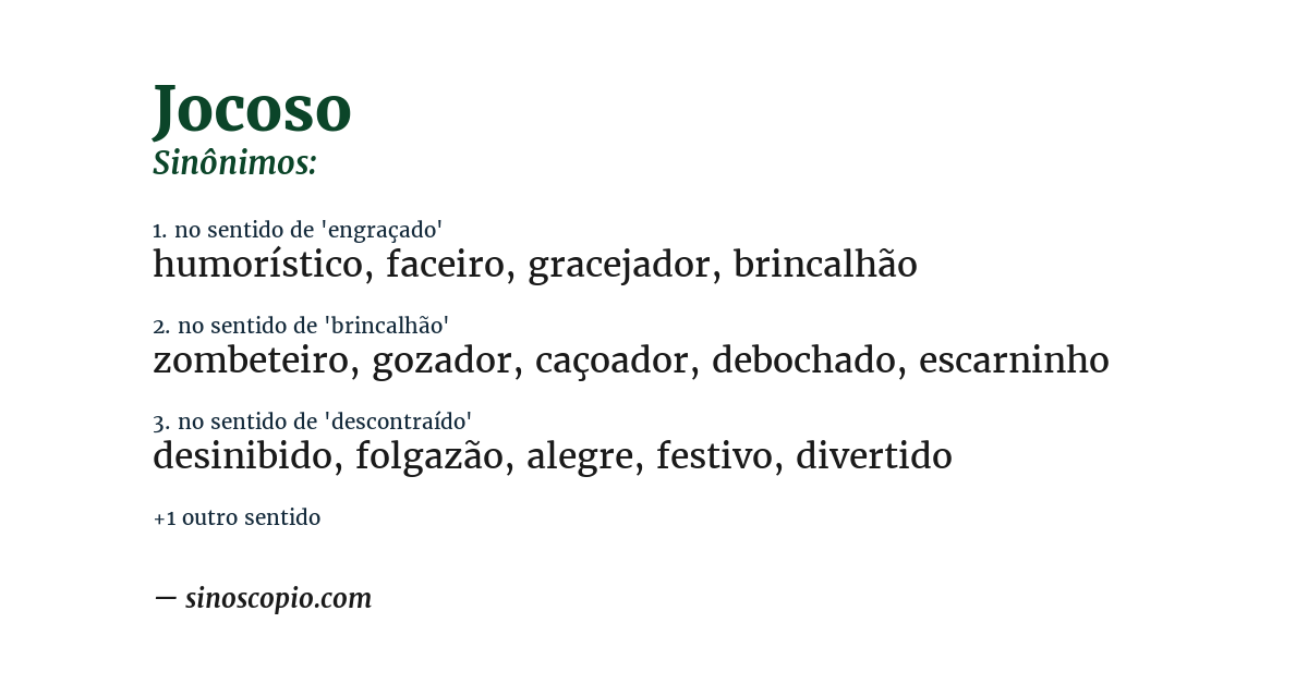 Sinônimo de jocoso