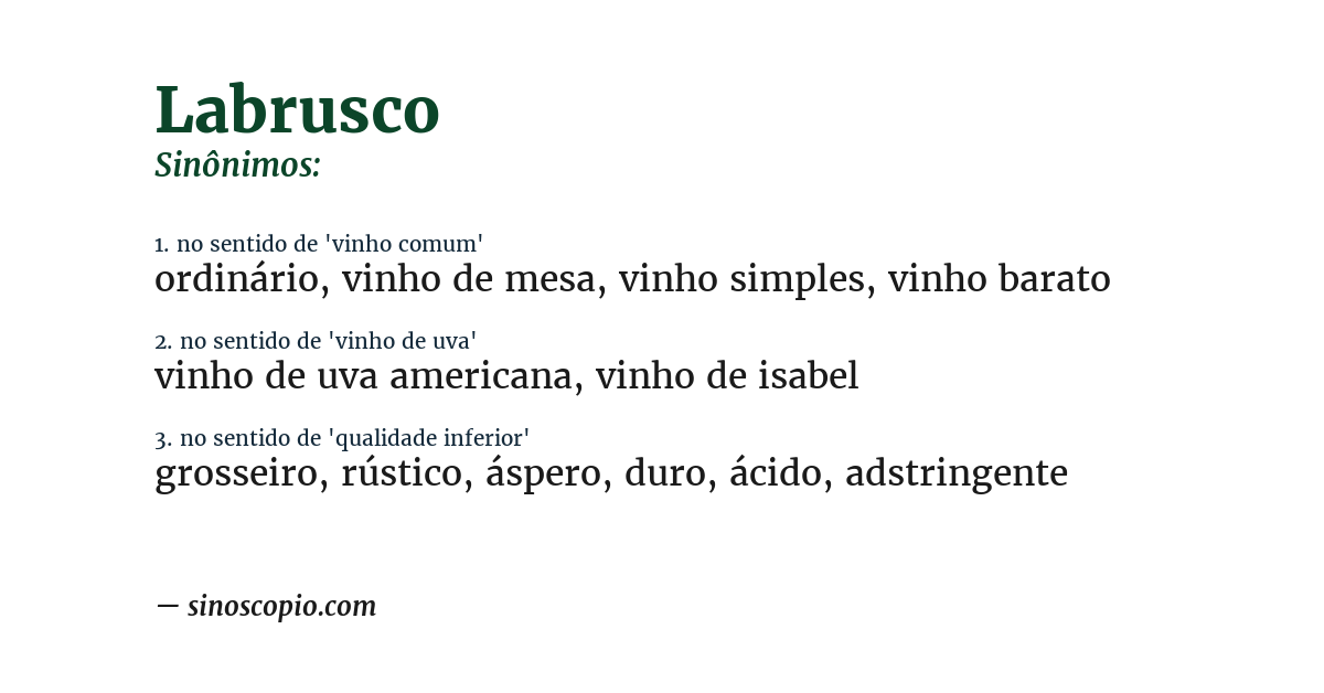 Sinônimo de labrusco