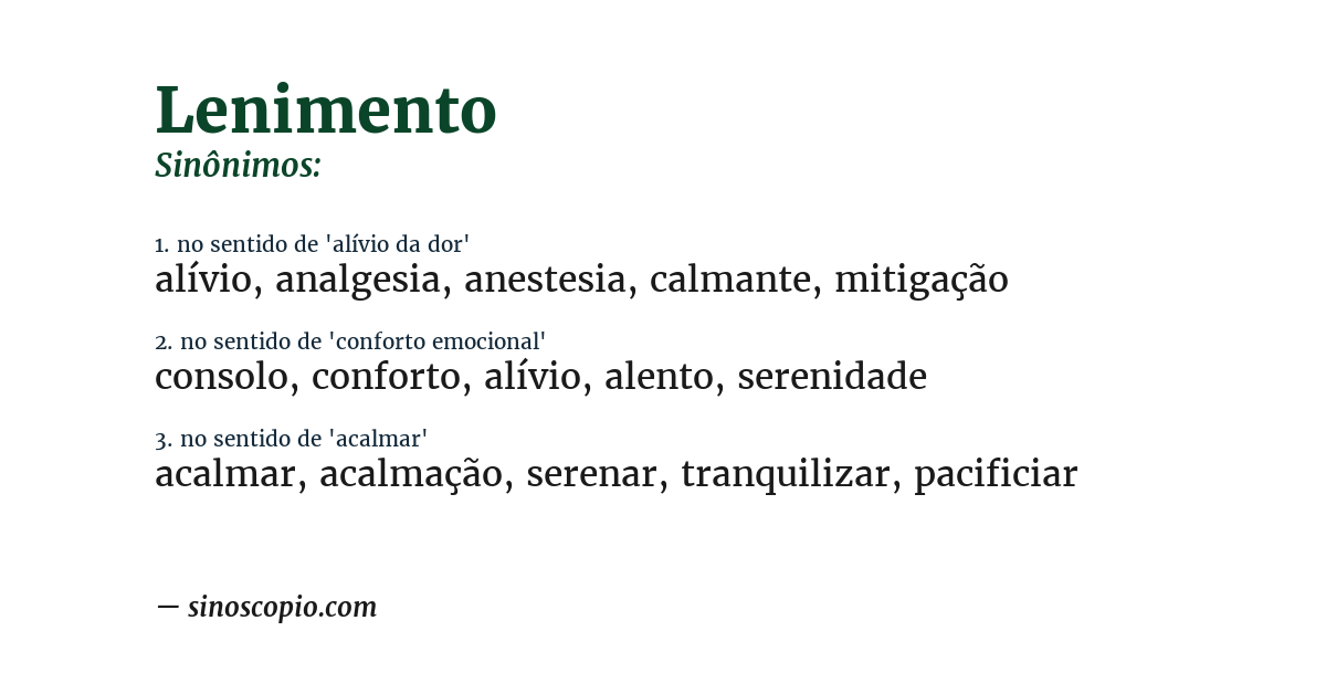 Sinônimo de lenimento