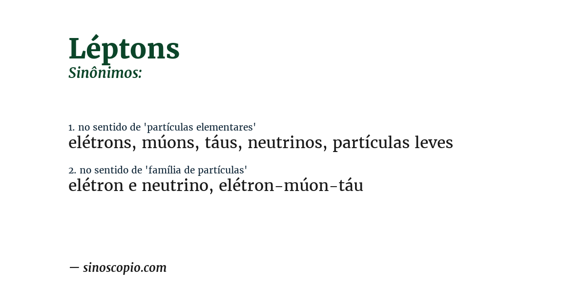 Sinônimo de léptons