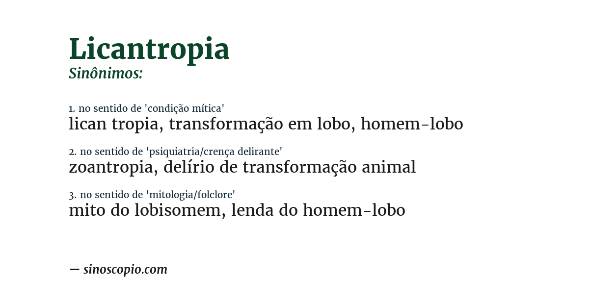 Sinônimo de licantropia