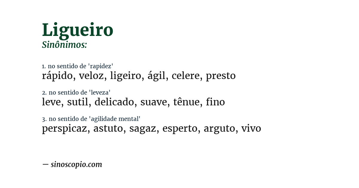Sinônimo de ligueiro