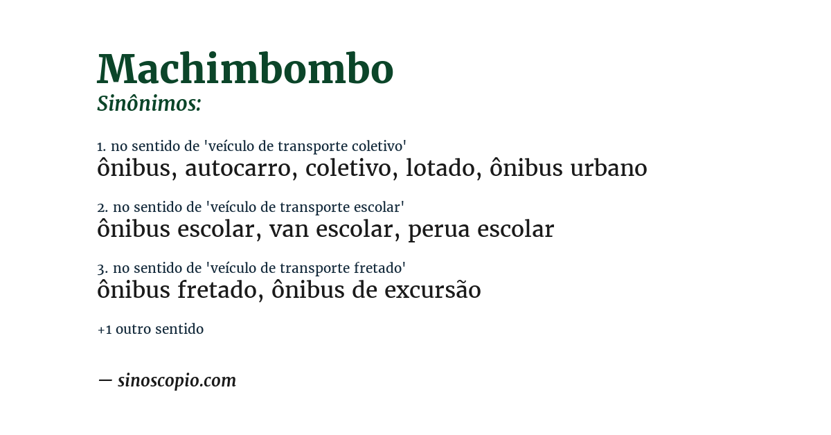 Sinônimo de machimbombo