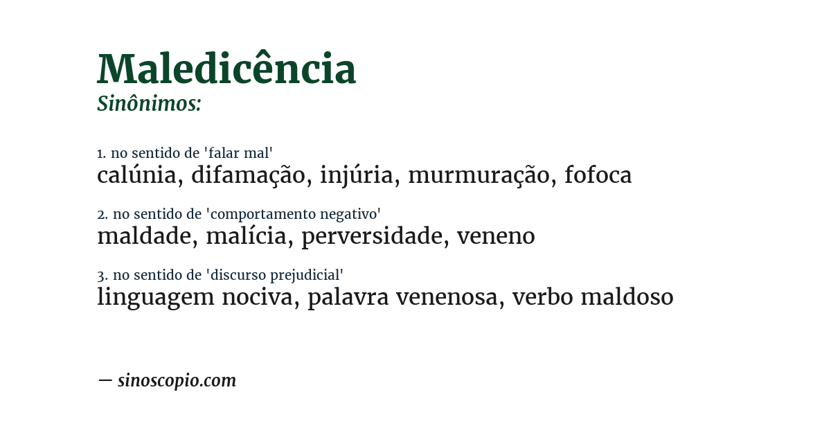 Sinônimo de maledicência