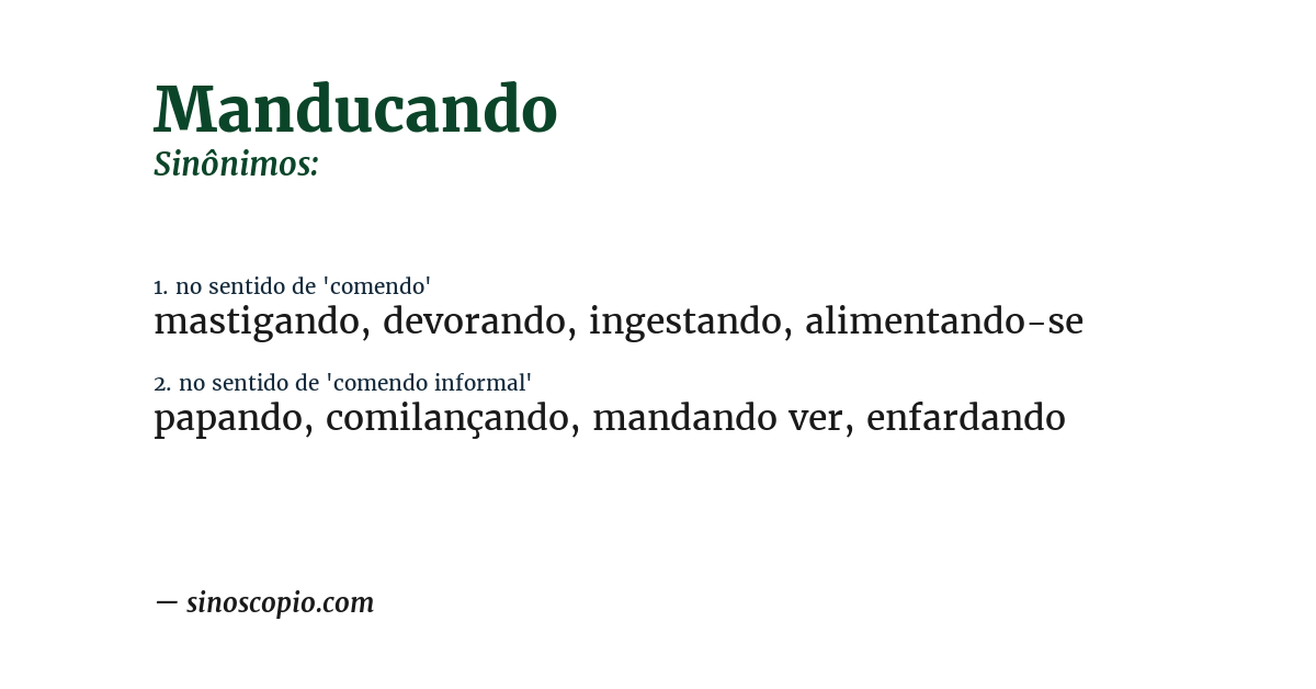 Sinônimo de manducando