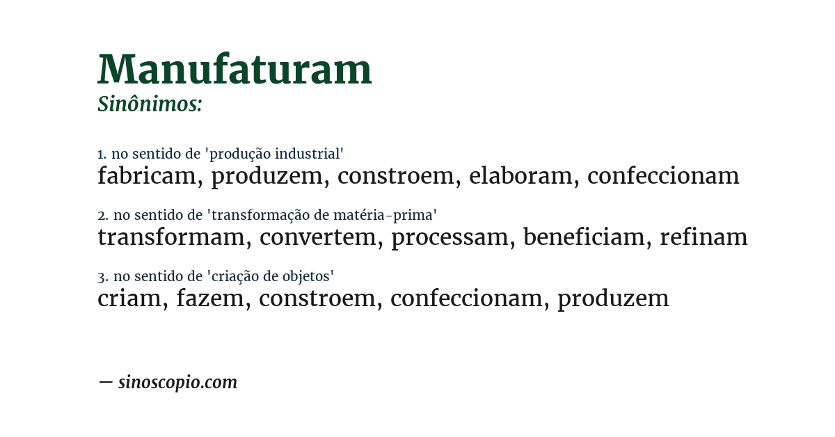 Sinônimo de manufaturam