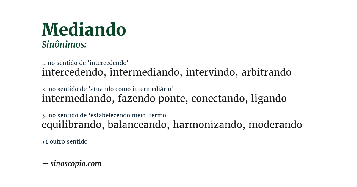 Sinônimo de mediando
