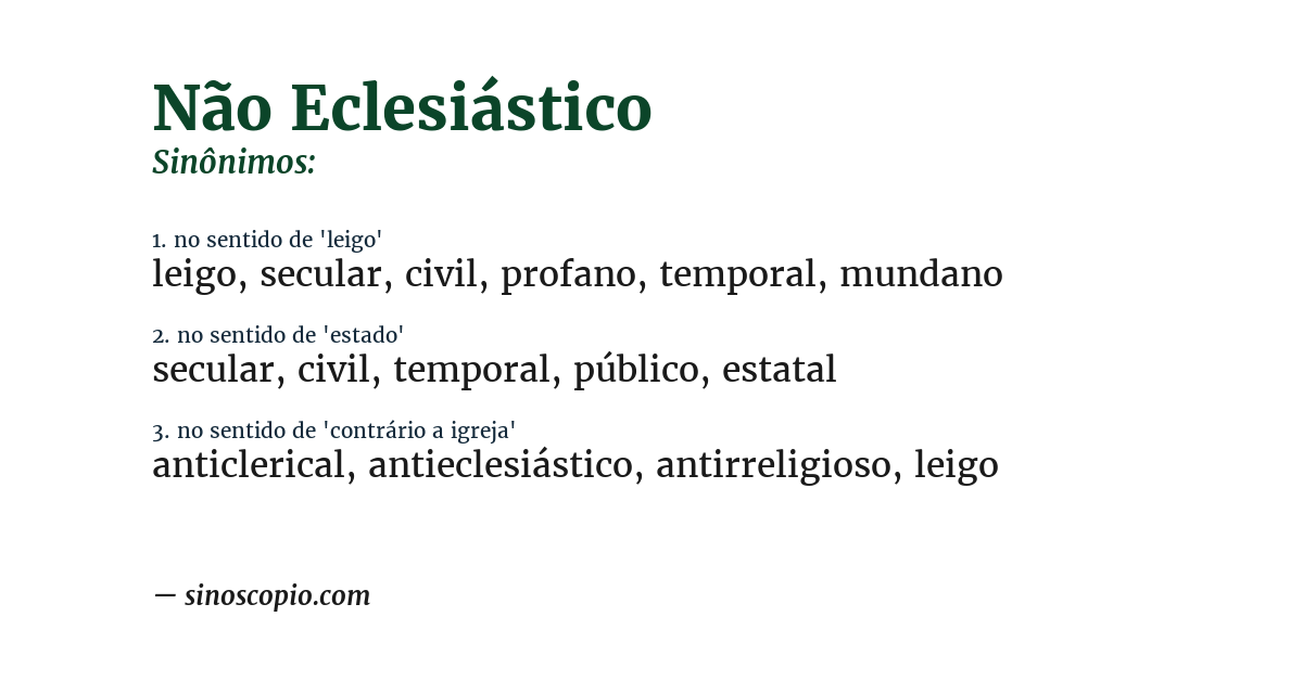 Sinônimo de não eclesiástico