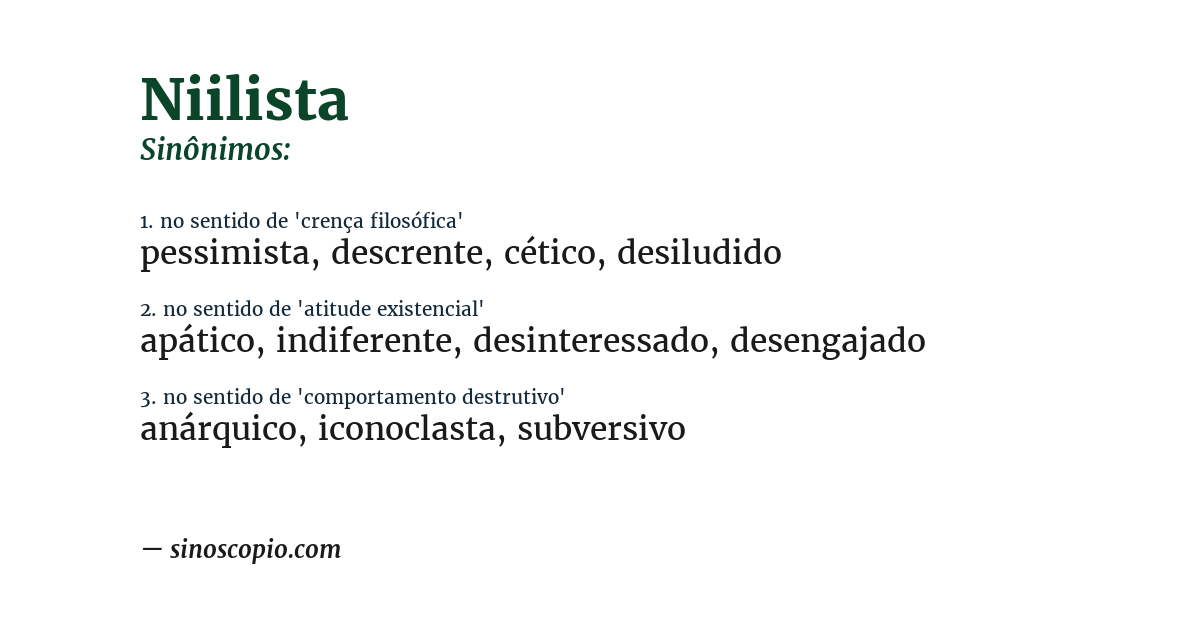 Sinônimo de niilista