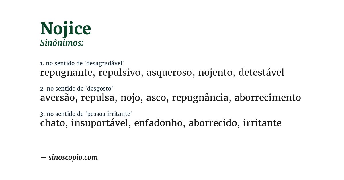 Sinônimo de nojice