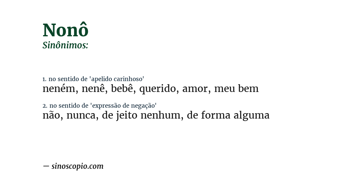 Sinônimo de nonô