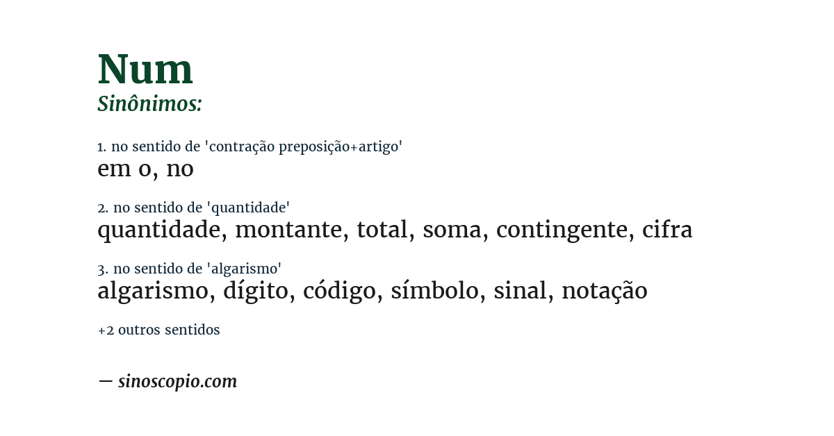 Sinônimo de num