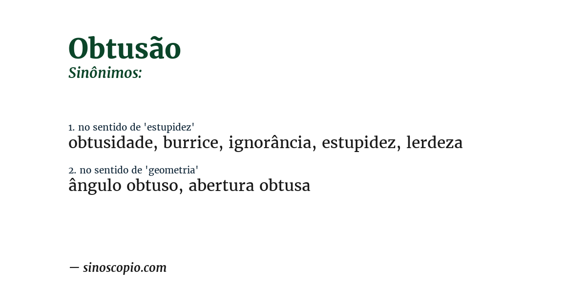 Sinônimo de obtusão