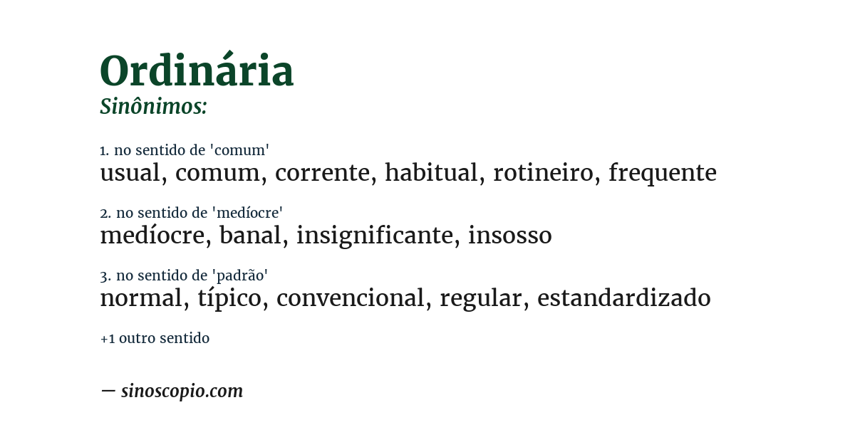 Sinônimo de ordinária
