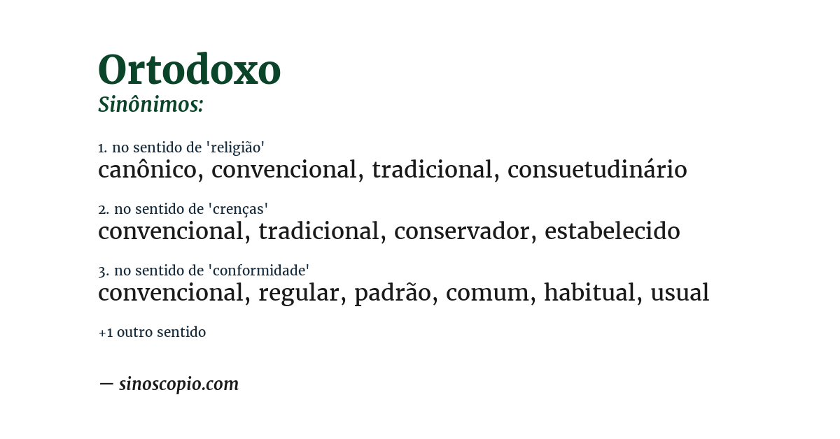 Sinônimo de ortodoxo