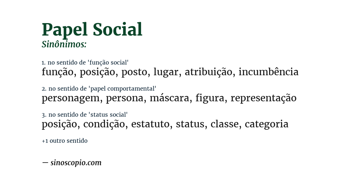 Sinônimo de papel social