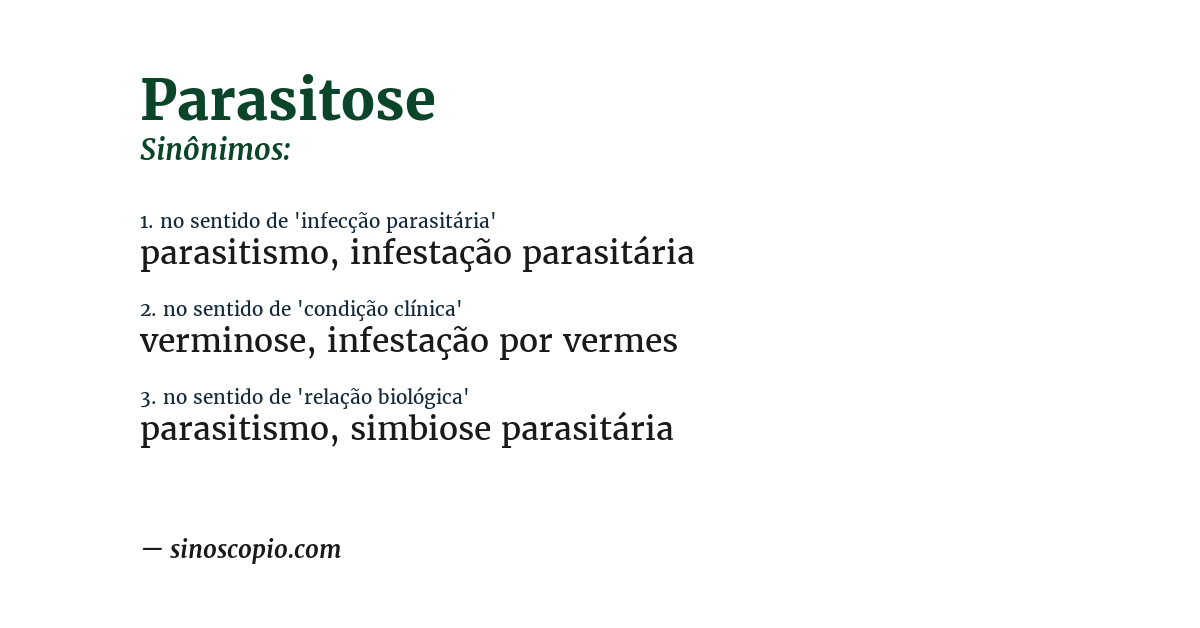 Sinônimo de parasitose