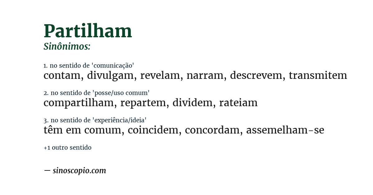 Sinônimo de partilham