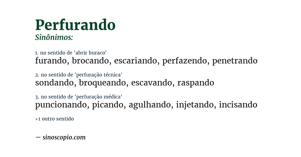 Sinônimo de perfurando