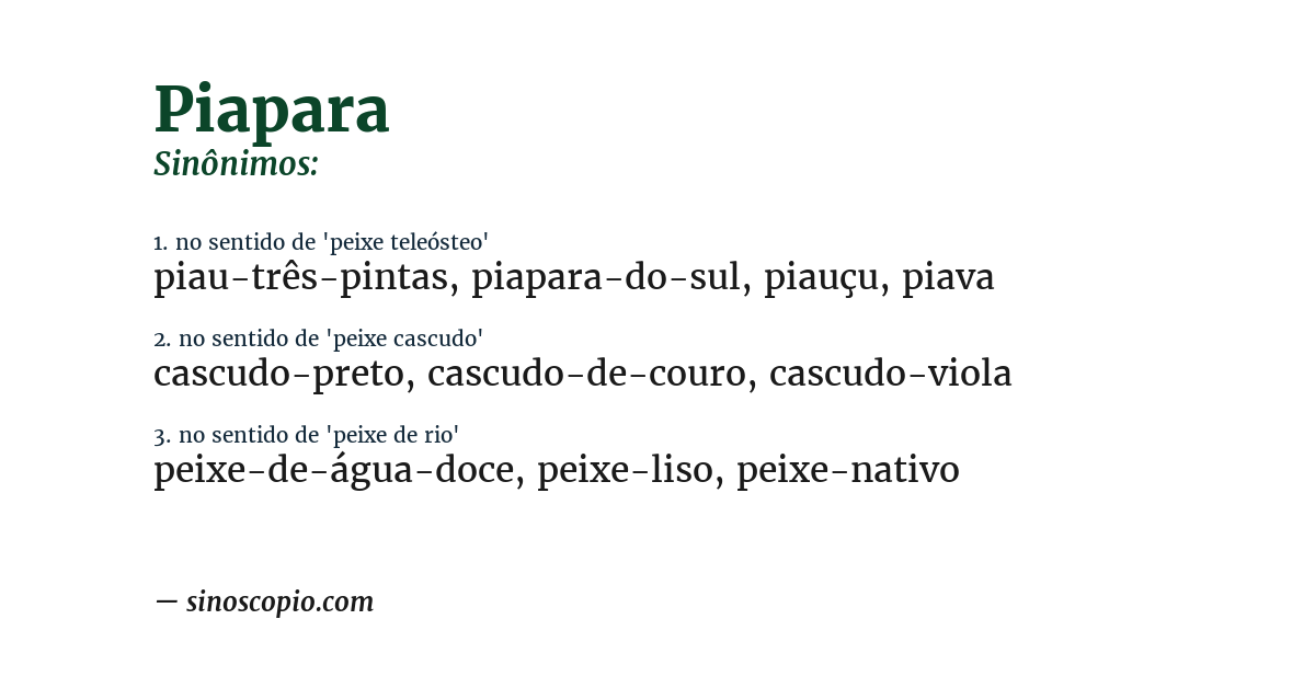 Sinônimo de piapara