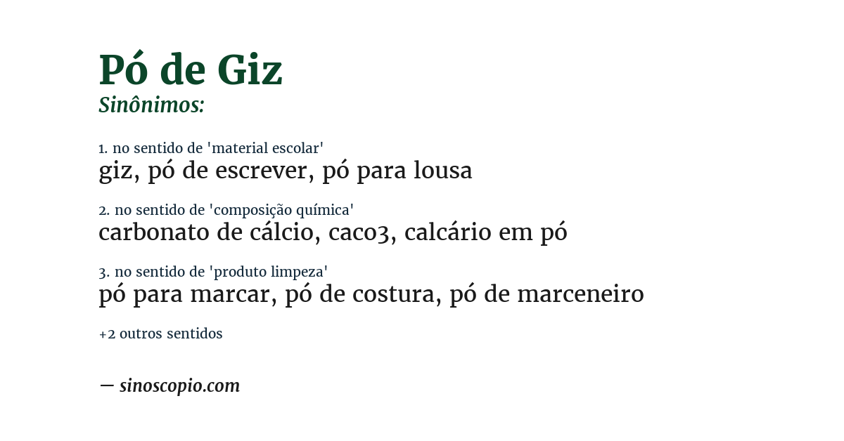 Sinônimo de pó de giz