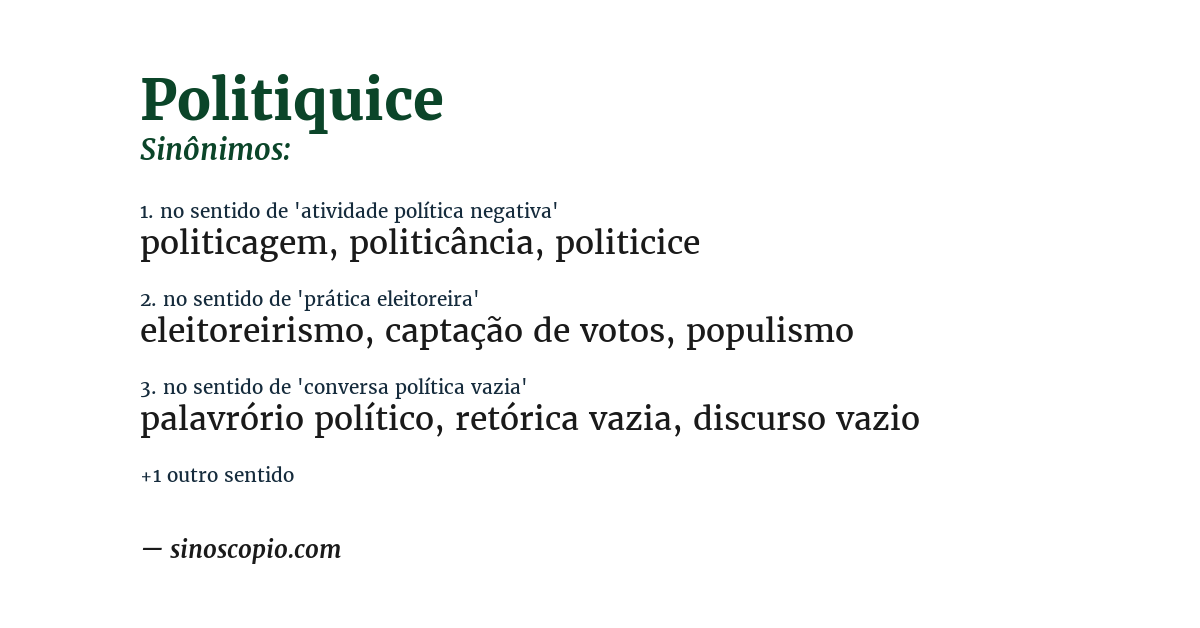 Sinônimo de politiquice
