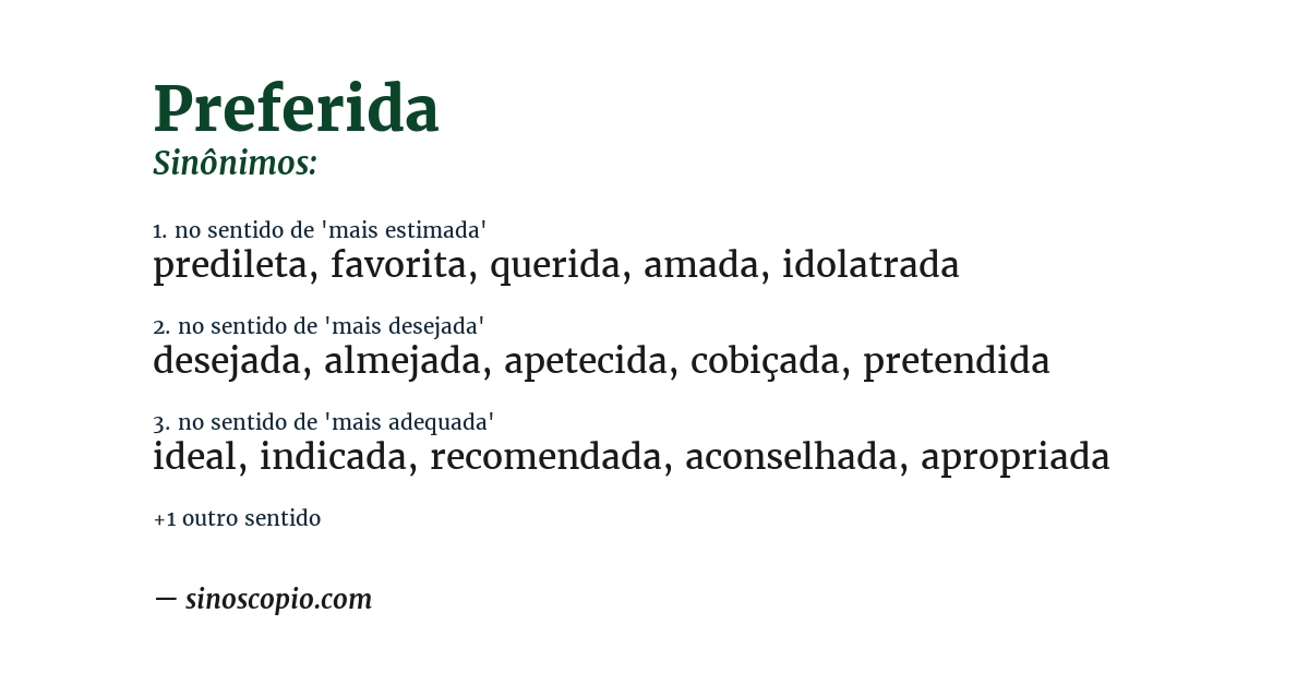 Sinônimo de preferida