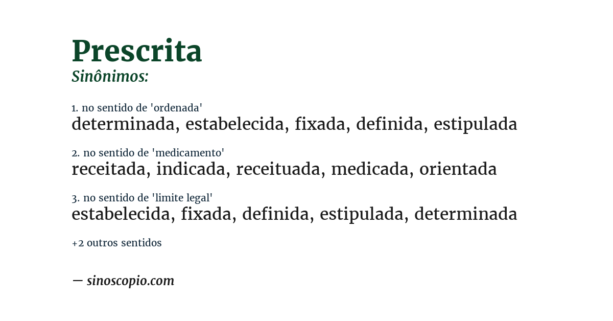 Sinônimo de prescrita