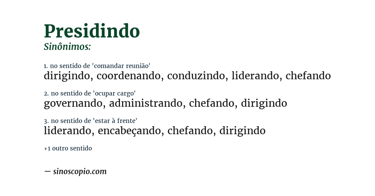 Sinônimo de presidindo