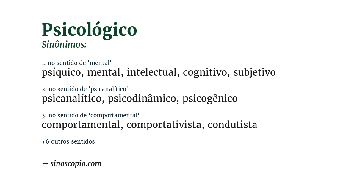 Sinônimo de psicológico