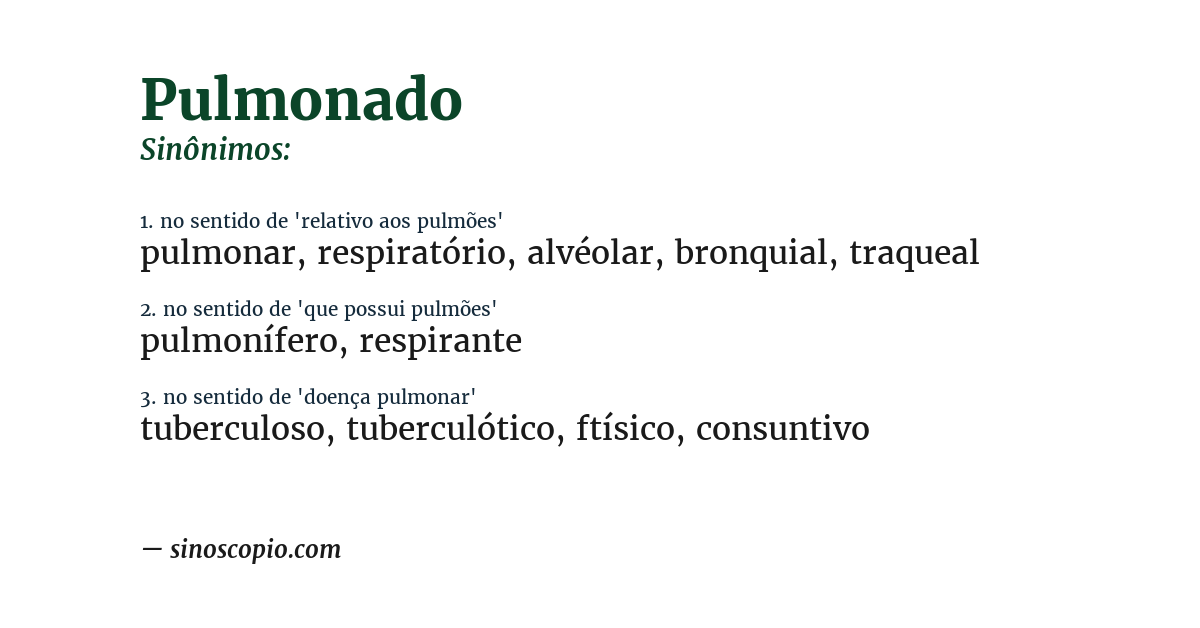 Sinônimo de pulmonado