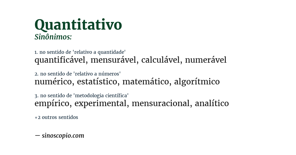 Sinônimo de quantitativo