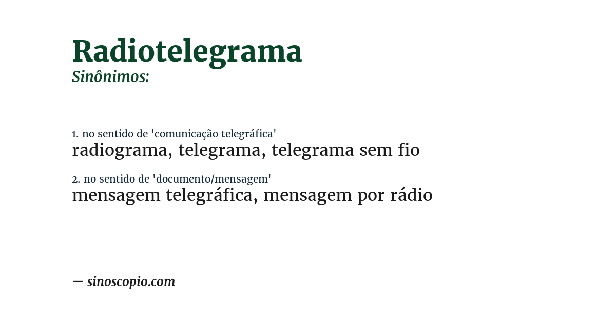 Sinônimo de radiotelegrama