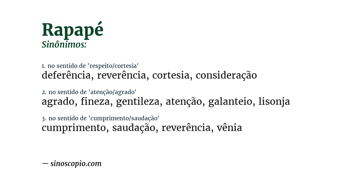 Sinônimo de rapapé