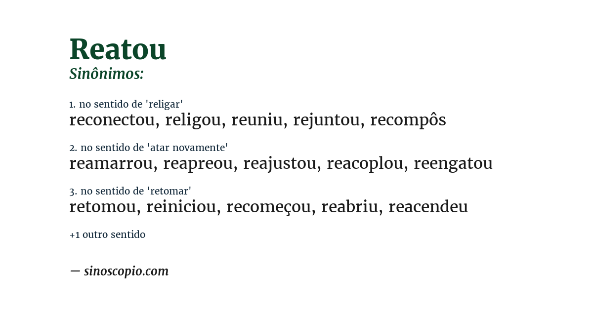 Sinônimo de reatou