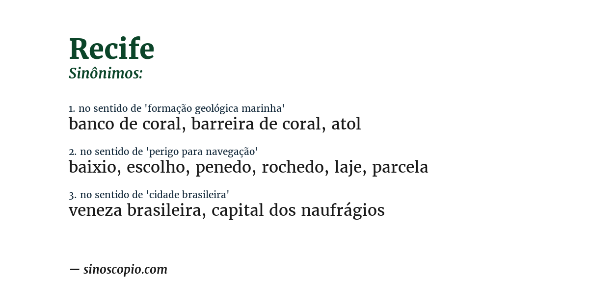 Sinônimo de recife