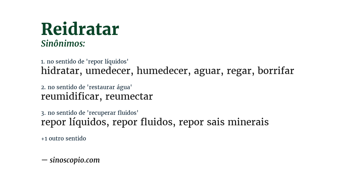 Sinônimo de reidratar
