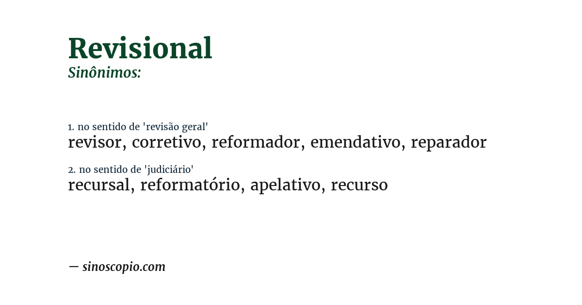 Sinônimo de revisional